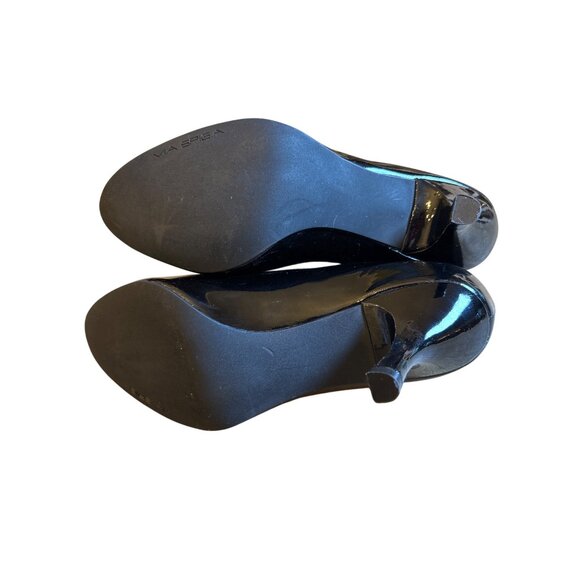 Via Spiga Black Patent Leather‎ Pumps Size 7.5 Heels Career Classic Board Room - Picture 10 of 10